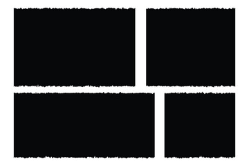  Black Torn or ripped paper sheet. Vector Collage Shape of Torn Paper. Scrapbook edge, notebook tear or blank page split. isolated on white background.