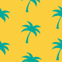 seamless pattern a sunny beach with a palm tree icon
