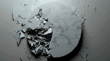 Shattered Circle Destruction Abstract Form Grayscale Conceptual Art