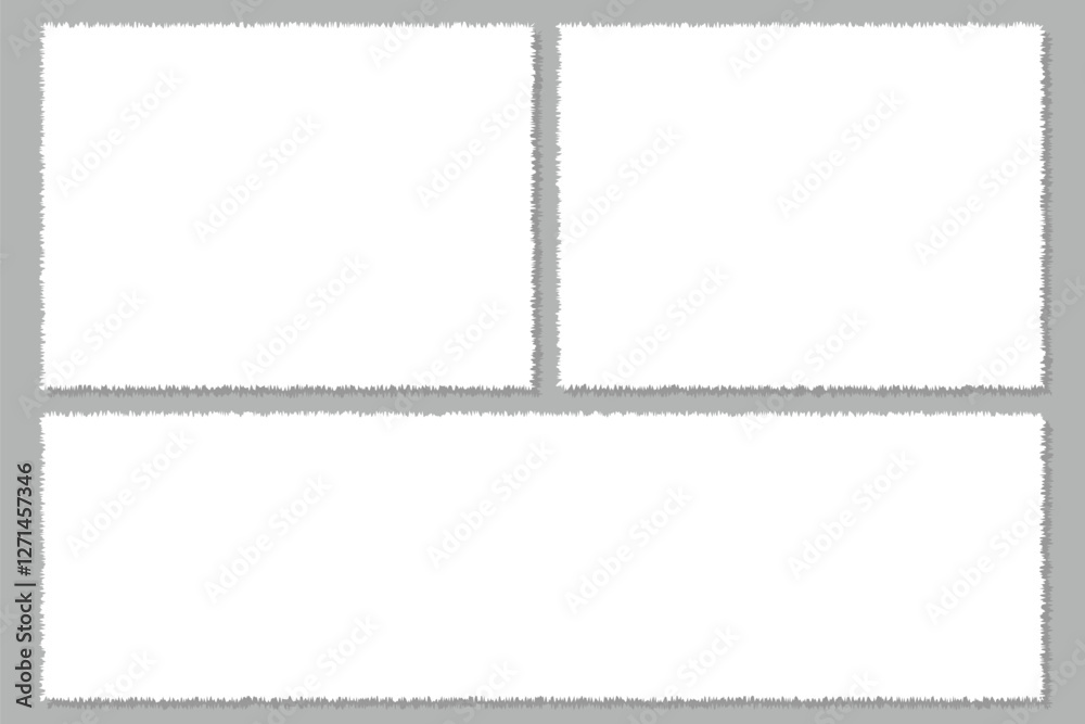 Wall mural set of vector border frames with rough edges . rectangular frame template collection . distress text