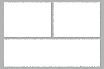 Set of vector border frames with rough edges . Rectangular frame template collection . distress texture . Grunge tiny frame borders isolated on the background . Rough edges effect .vector illustration