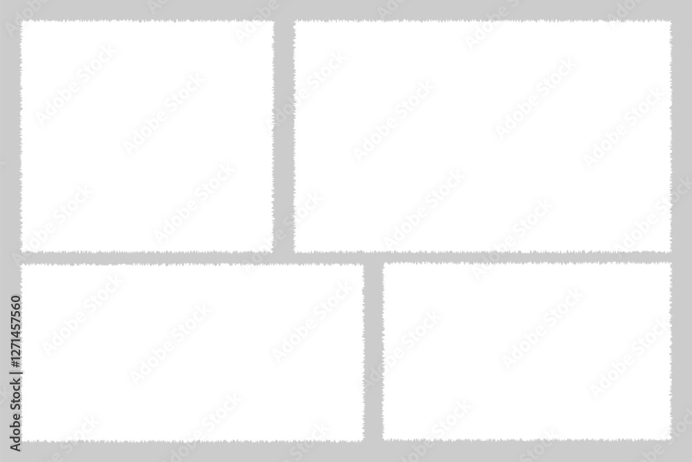 Wall mural set of vector border frames with rough edges . rectangular frame template collection . distress text