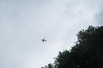 Airplane in Cloudy Sky