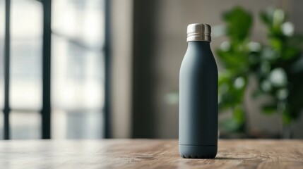 Sustainable lifestyle choice stylish reusable water bottle modern urban setting product eco-friendly concept