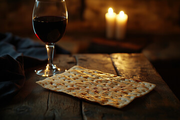 Traditional Matzo and Wine | Maundy Thursday and Passover Setting | Candlelit Rustic Table