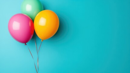 Vibrant balloons on a bright turquoise background for celebratory mood