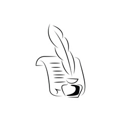 Creative feather and quill vector art illustration.