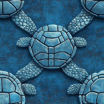 Seamless Pattern Design Textured Turtle Shell with Pebbles