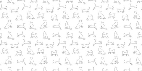 cat pattern background. cat doodle pattern background. Seamless pattern with doodle cat illustration.