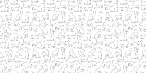 cat pattern background. cat doodle pattern background. Seamless pattern with doodle cat illustration.