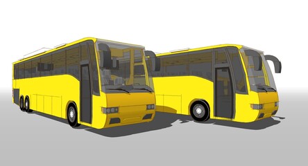  passenger transport bus 3D illustration