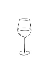The wine glass cheers is drawn in one line style. Printable wall art.	