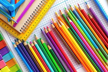 Obraz premium Back-to-school stationery, a vibrant coloring page.