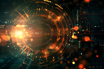 Obraz premium Abstract digital background with glowing circles and lines representing technology and data flow