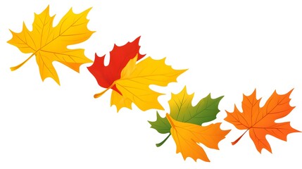 Colorful Autumn Leaves Isolated on White Background for Design Use