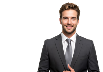 Stylish young man in suit and tie, isolated