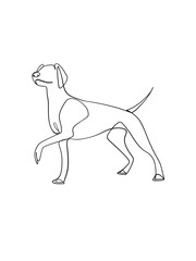 The dog is drawn in one line style. Printable art. Pet Art	