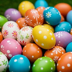 Ganz viele bunte Ostereier auf einem Haufen