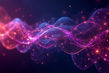 Abstract Digital Waves of Pink and Blue Particles