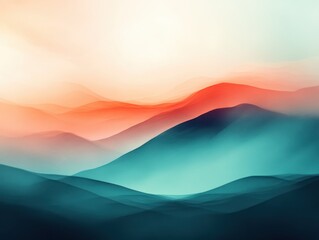 Minimalist Gradient Landscape with Misty Rolling Hills