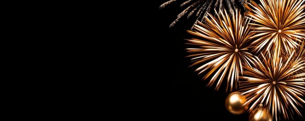 Obraz premium Celebration Fireworks with Golden Ornaments Festive Night Scene