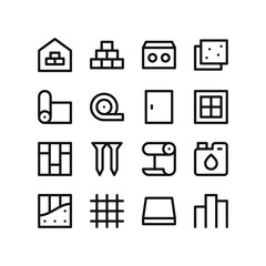 Construction materials line UI icons. Interface icons for web and app with editable stroke