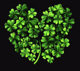 Vibrant Green Clover Heart Shaped St. Patricks Day Design