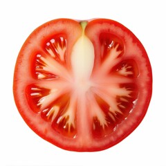Vibrant Cross Section of a Fresh Tomato Offering a Peek into its Juicy Interior Details