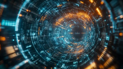 Abstract Digital Tunnel - Futuristic Technology Art