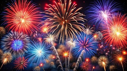 Naklejka premium 4th of July Fireworks Burst - Independence Day Celebration Background