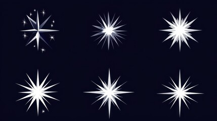 Glimmering Vector Star Icons: Ideal for Logo Design and Sparkling Clipart Collections
