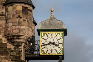 The Clock on Canongate Tolbooth in Edinburgh, Scotland