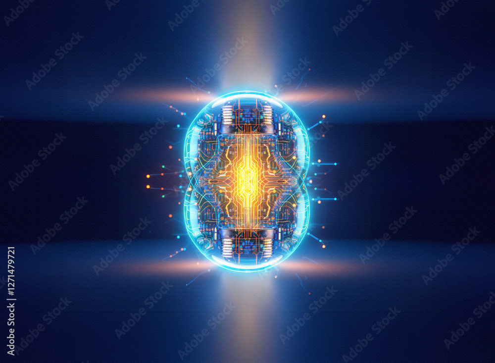 Leinwandbilder abstract sci-fi background featuring a symmetrical, glowing form with blue and orange. dynamic and f