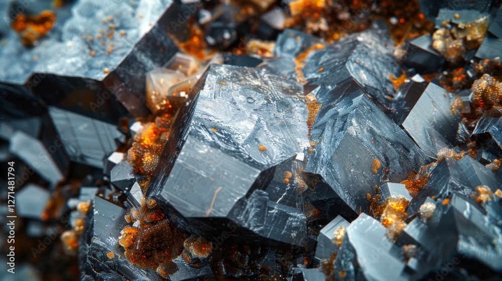 Poster detailed view of sparkling mineral crystals revealing sharp edges and fascinating formations under l