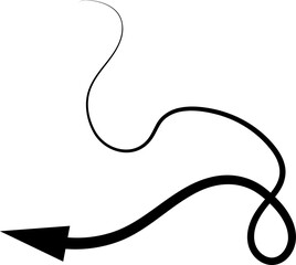 Arrows icons hand drawn set, swirl, curve, wave