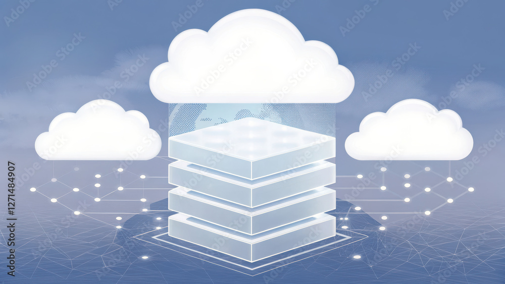 Poster cloud computing system, layered cloud ecosystem with interconnected digital networks