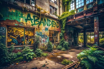 Fototapeta premium Abandoned Urban Building Exploration - Travel Photography Social Media Template