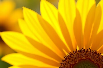 Closeup of a Sunflower's Bright Yellow Petals and Center