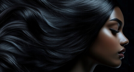 Obraz premium Healthy shiny hair flowing in the wind
