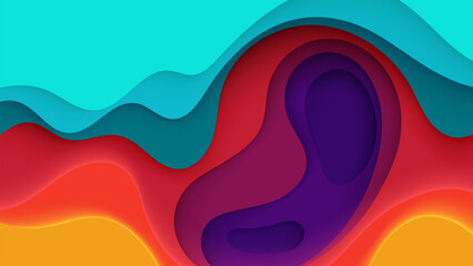 Abstract papercut background colorful wavy shape cutout design vector
