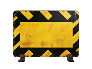 Yellow warning blank sign isolated on a transparent background