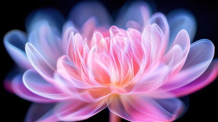 Glowing Pink And Blue Flower Blossom Close Up