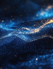 Enchanting blue and gold shimmering waves