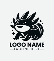 Cute Axolotl Mascot Logo Design, Water Baby Logo, Mexican Salamander Mascot
