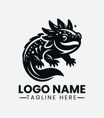 Cute Axolotl Mascot Logo Design, Water Baby Logo, Mexican Salamander Mascot