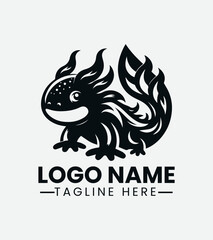 Cute Axolotl Mascot Logo Design, Water Baby Logo, Mexican Salamander Mascot