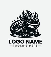 Cute Axolotl Mascot Logo Design, Water Baby Logo, Mexican Salamander Mascot