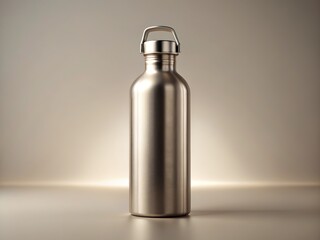 Showcase your stylish water bottle in a realistic low-light mockup.  High-quality stainless steel.