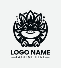 Cute Axolotl Mascot Logo Design, Water Baby Logo, Mexican Salamander Mascot