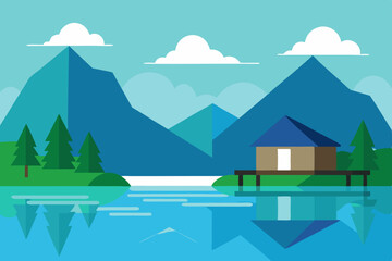 Naklejka premium winter landscape with mountains